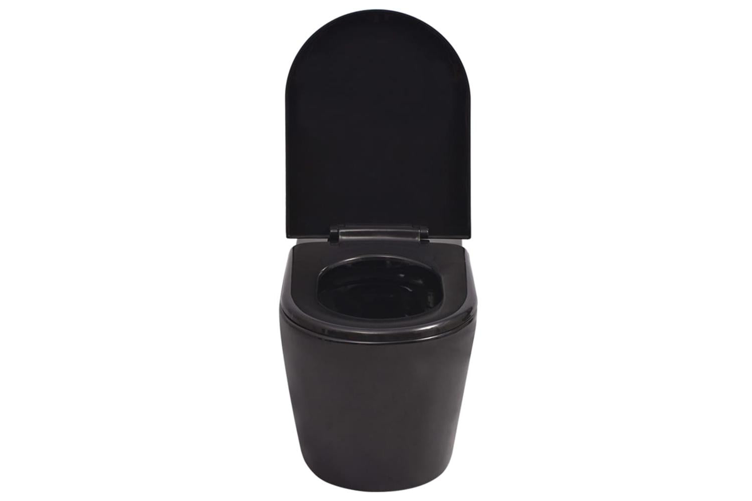 Vidaxl 3054477 Wall Hung Toilet With Concealed Cistern Ceramic Black-4