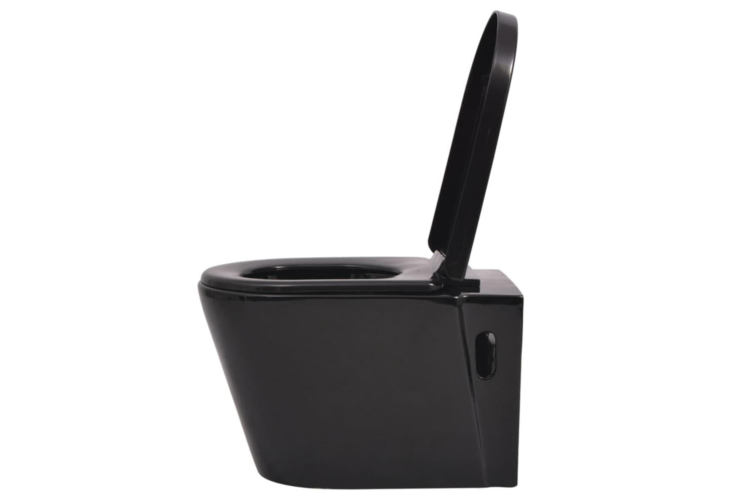 Vidaxl 3054477 Wall Hung Toilet With Concealed Cistern Ceramic Black-5