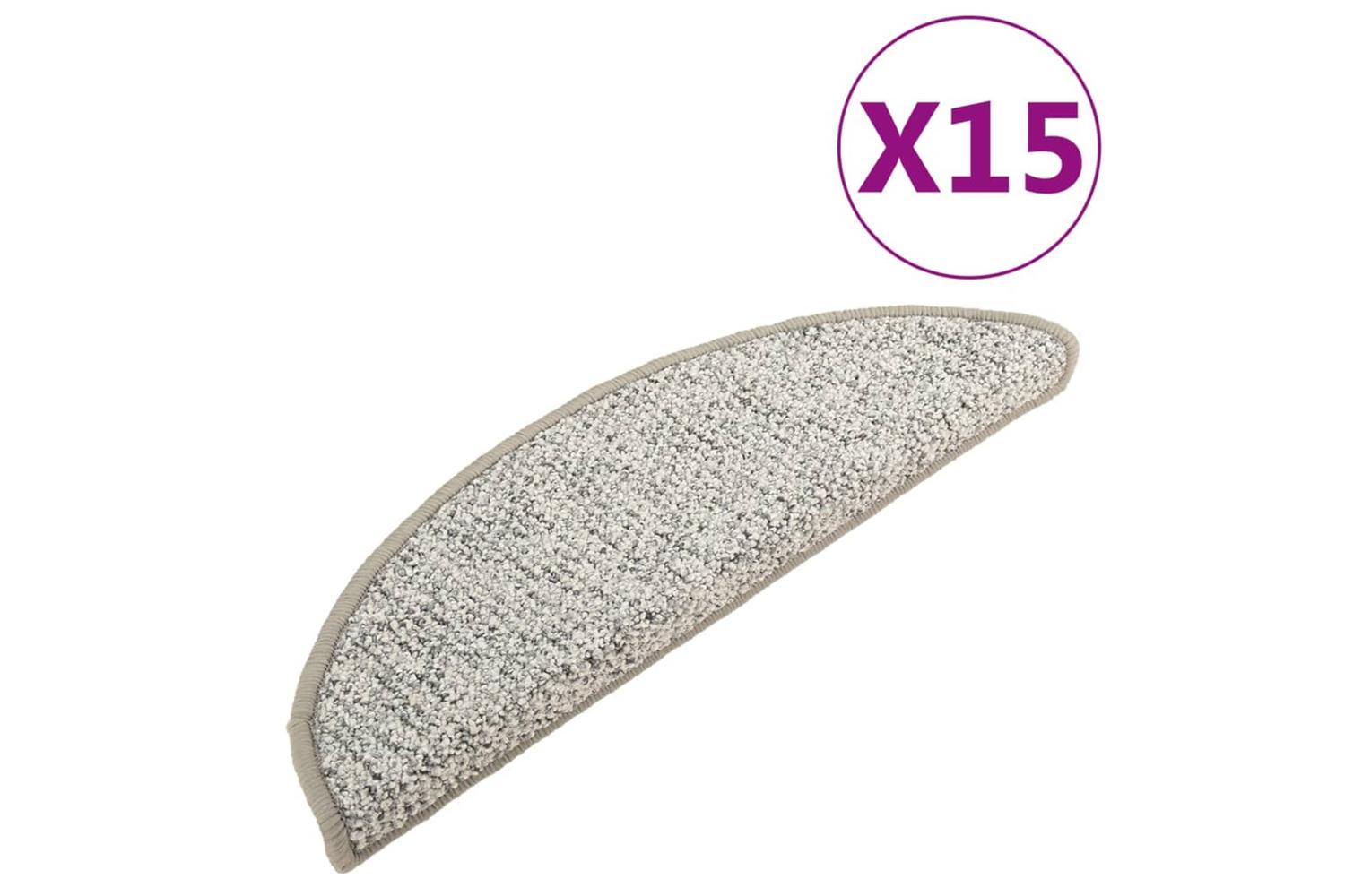 vidaXL 149907 Carpet Stair Treads 15 Pcs Light Grey 56x17x3cm