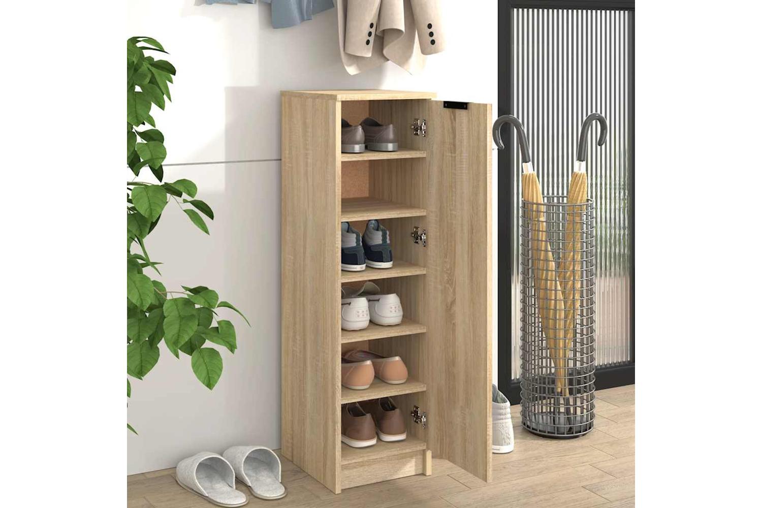 Vidaxl Shoe Cabinet Sonoma Oak 30x35x100 Cm Engineered Wood-3