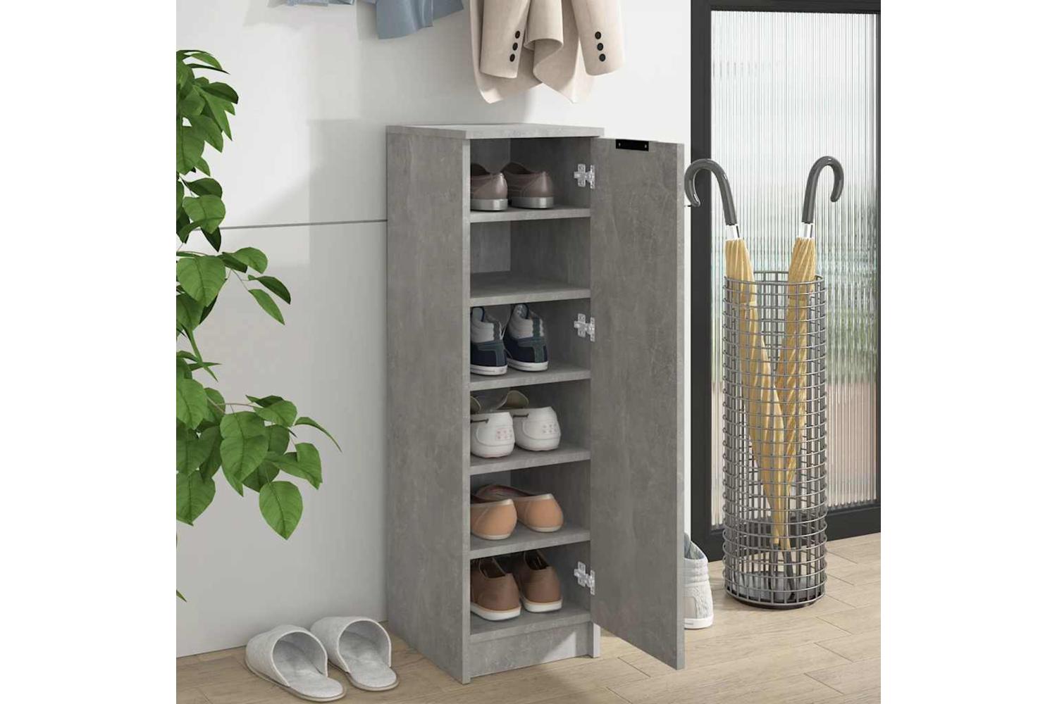 Vidaxl Shoe Cabinet Concrete Grey 30x35x100 Cm Engineered Wood-3