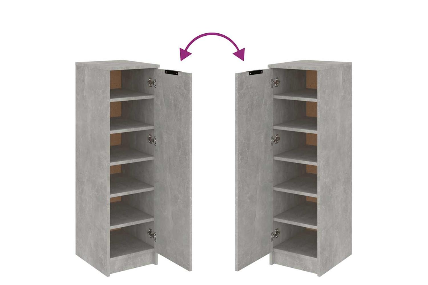 Vidaxl Shoe Cabinet Concrete Grey 30x35x100 Cm Engineered Wood-8