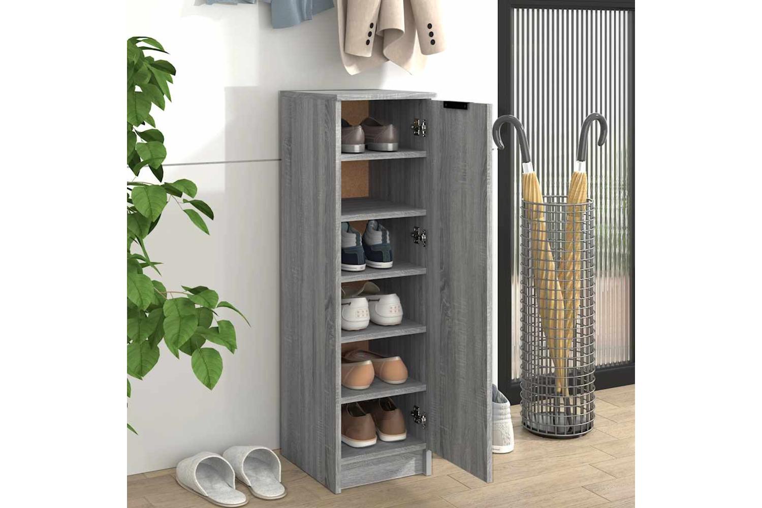 Vidaxl Shoe Cabinet Grey Sonoma 30x35x100 Cm Engineered Wood-3
