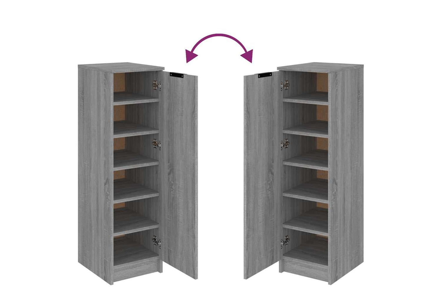 Vidaxl Shoe Cabinet Grey Sonoma 30x35x100 Cm Engineered Wood-8