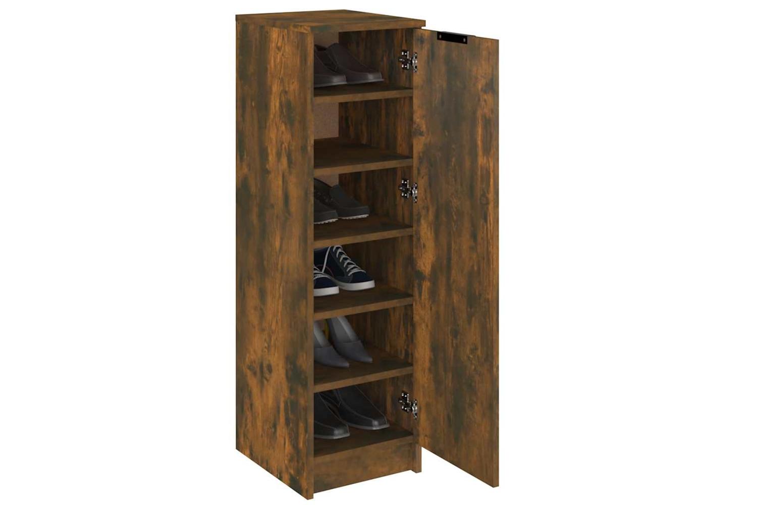 Vidaxl Shoe Cabinet Smoked Oak 30x35x100 Cm Engineered Wood-4