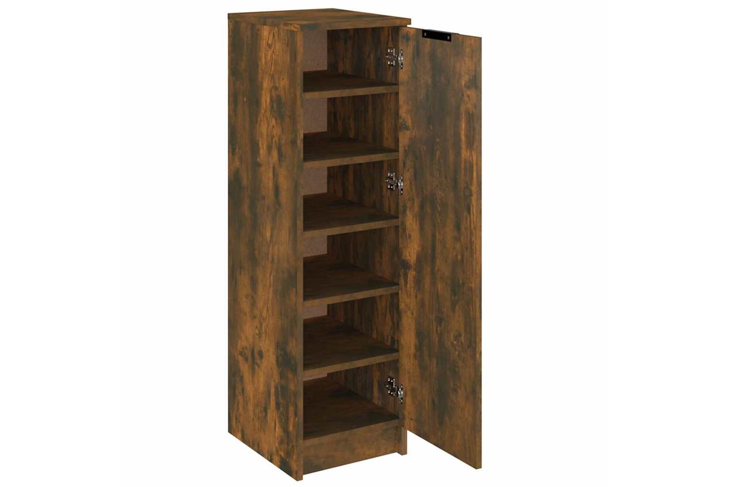 Vidaxl Shoe Cabinet Smoked Oak 30x35x100 Cm Engineered Wood-6