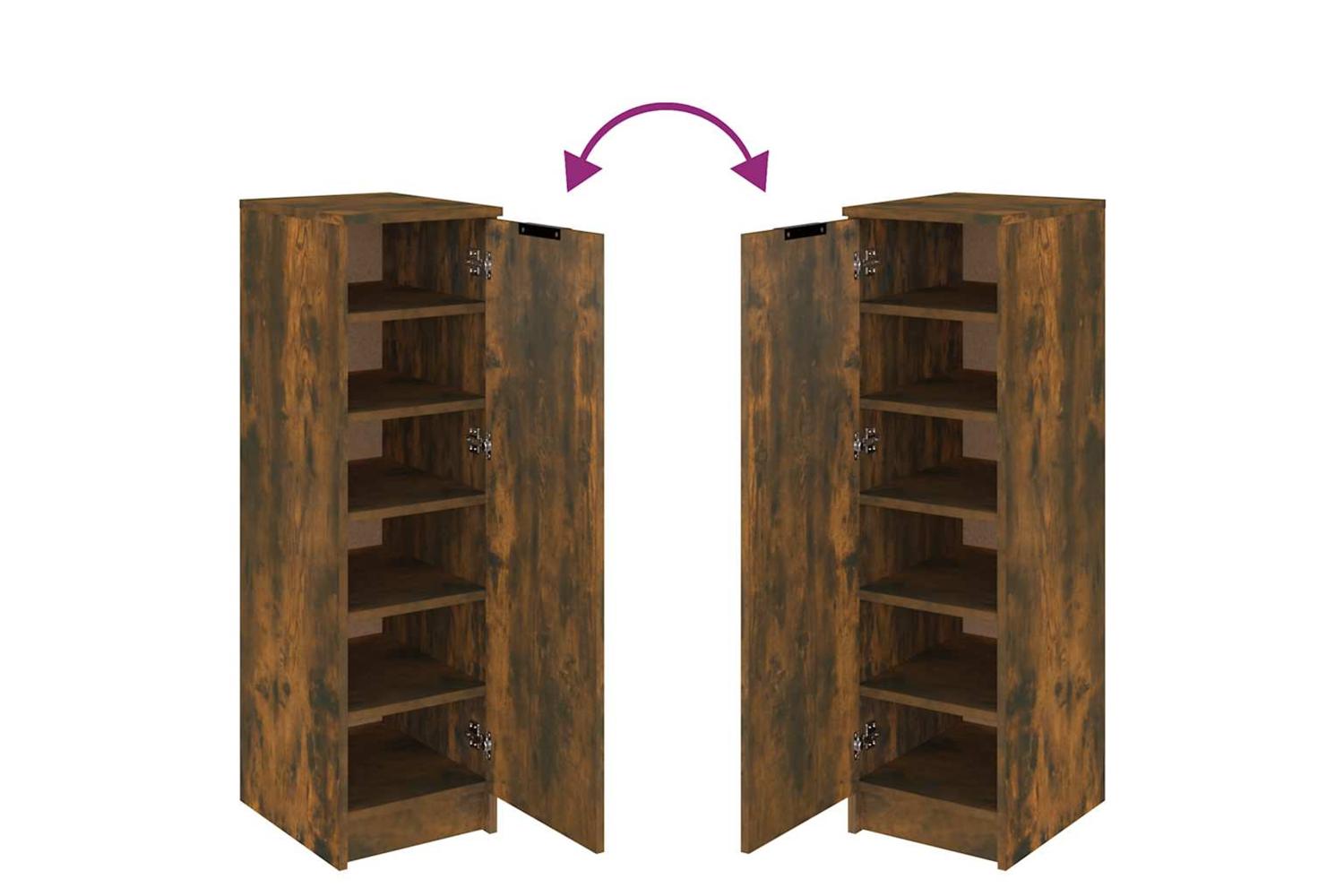 Vidaxl Shoe Cabinet Smoked Oak 30x35x100 Cm Engineered Wood-8