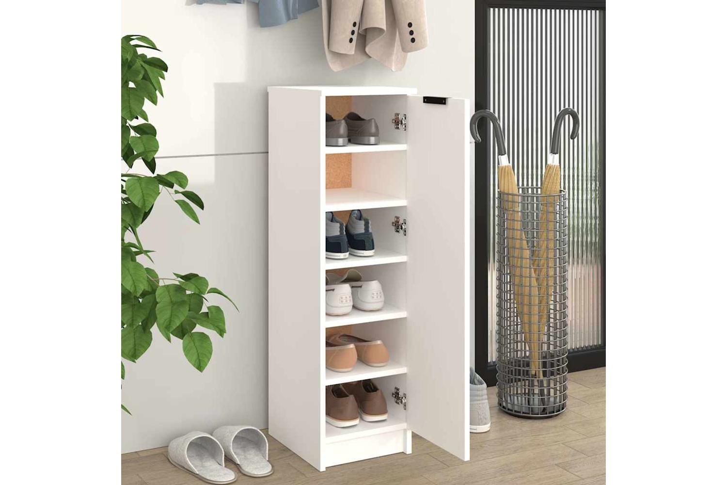 Vidaxl Shoe Cabinet White 30x35x100 Cm Engineered Wood-3
