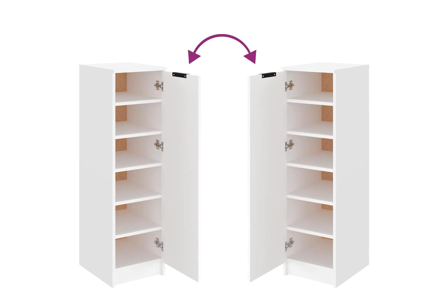 Vidaxl Shoe Cabinet White 30x35x100 Cm Engineered Wood-8