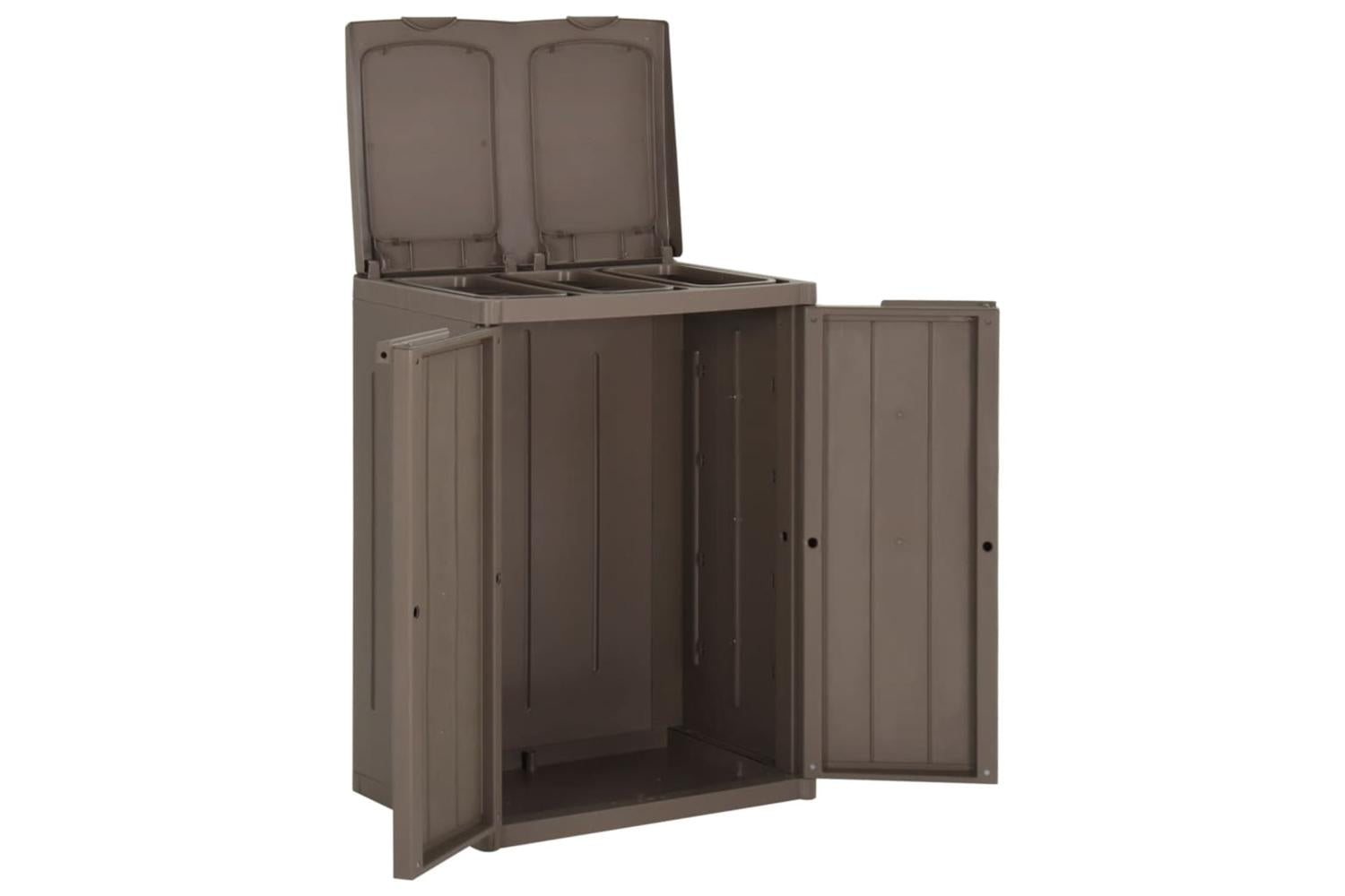 vidaXL 151225 Trash Bin With 2 Doors Brown 65x45x88cm Pp-4