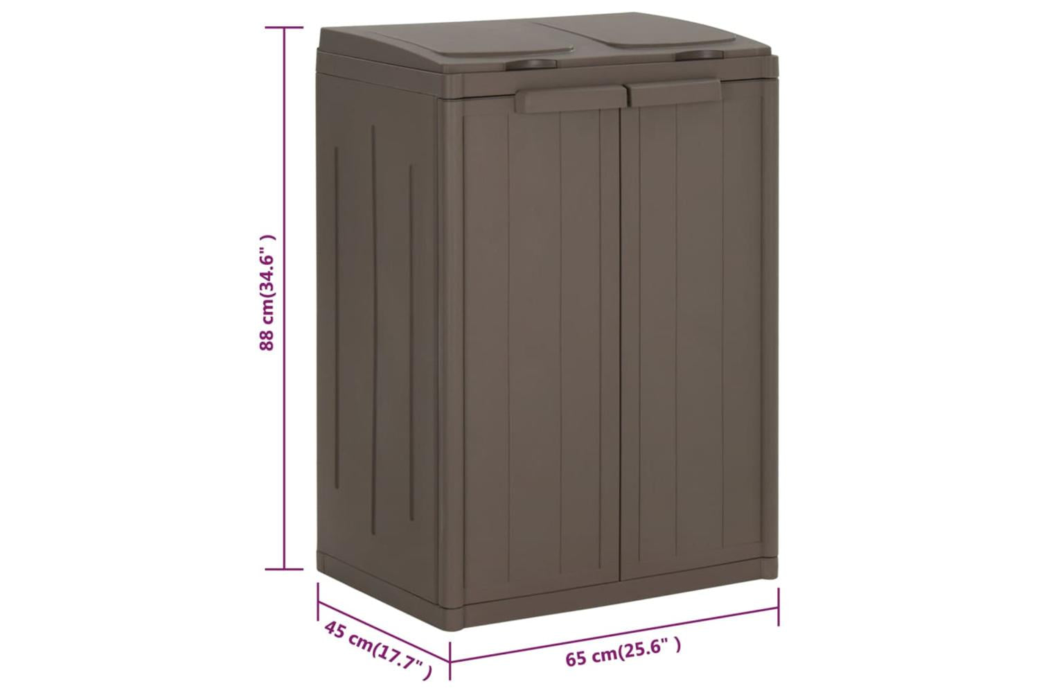 vidaXL 151225 Trash Bin With 2 Doors Brown 65x45x88cm Pp-9