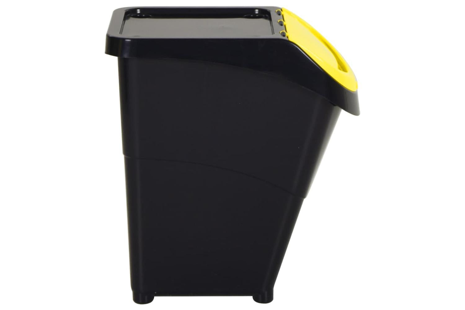 Vidaxl 364071 Stackable Waste Bins With Lids 3 Pcs Black Pp 120 L-4
