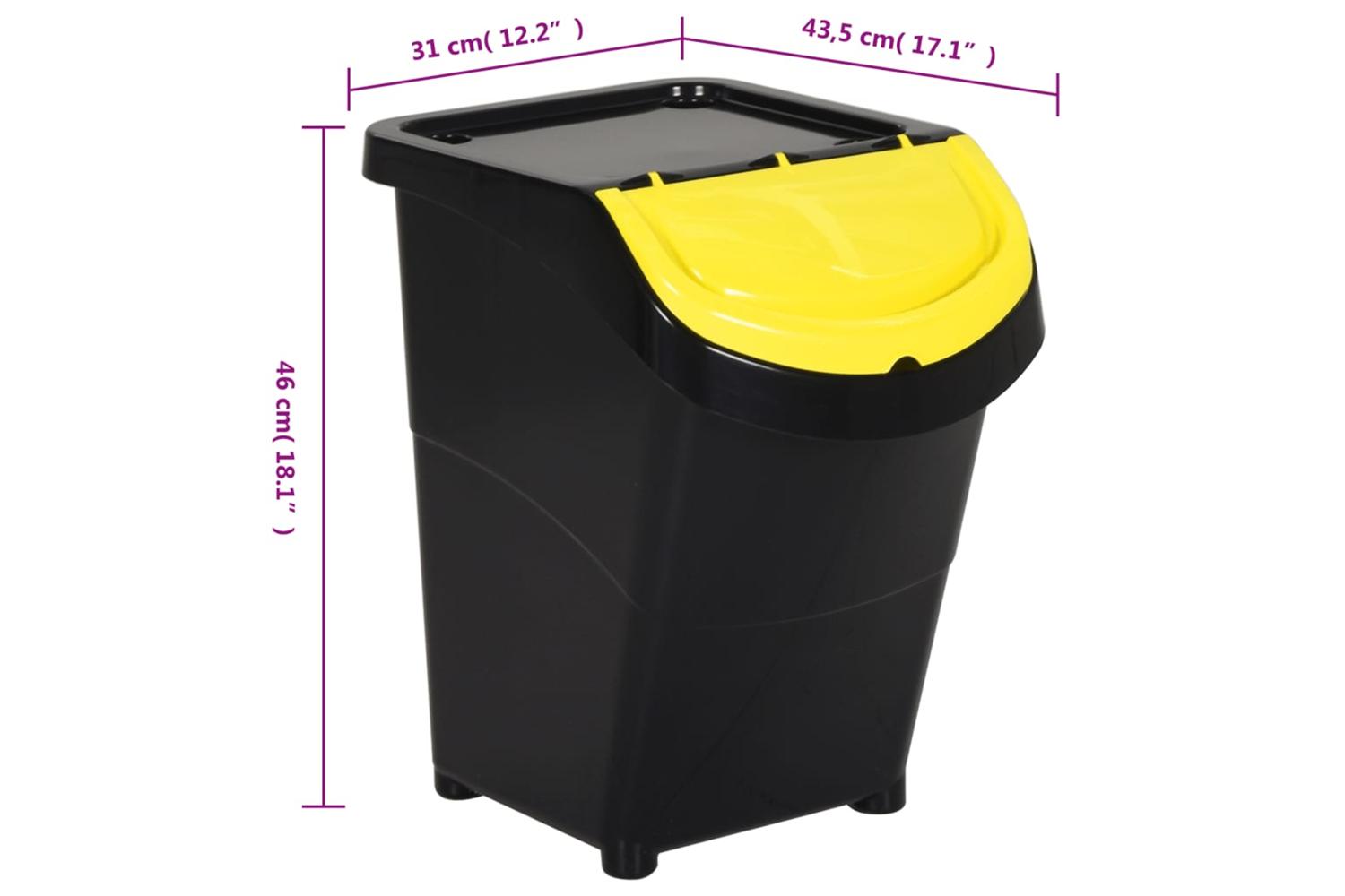 Vidaxl 364071 Stackable Waste Bins With Lids 3 Pcs Black Pp 120 L-8