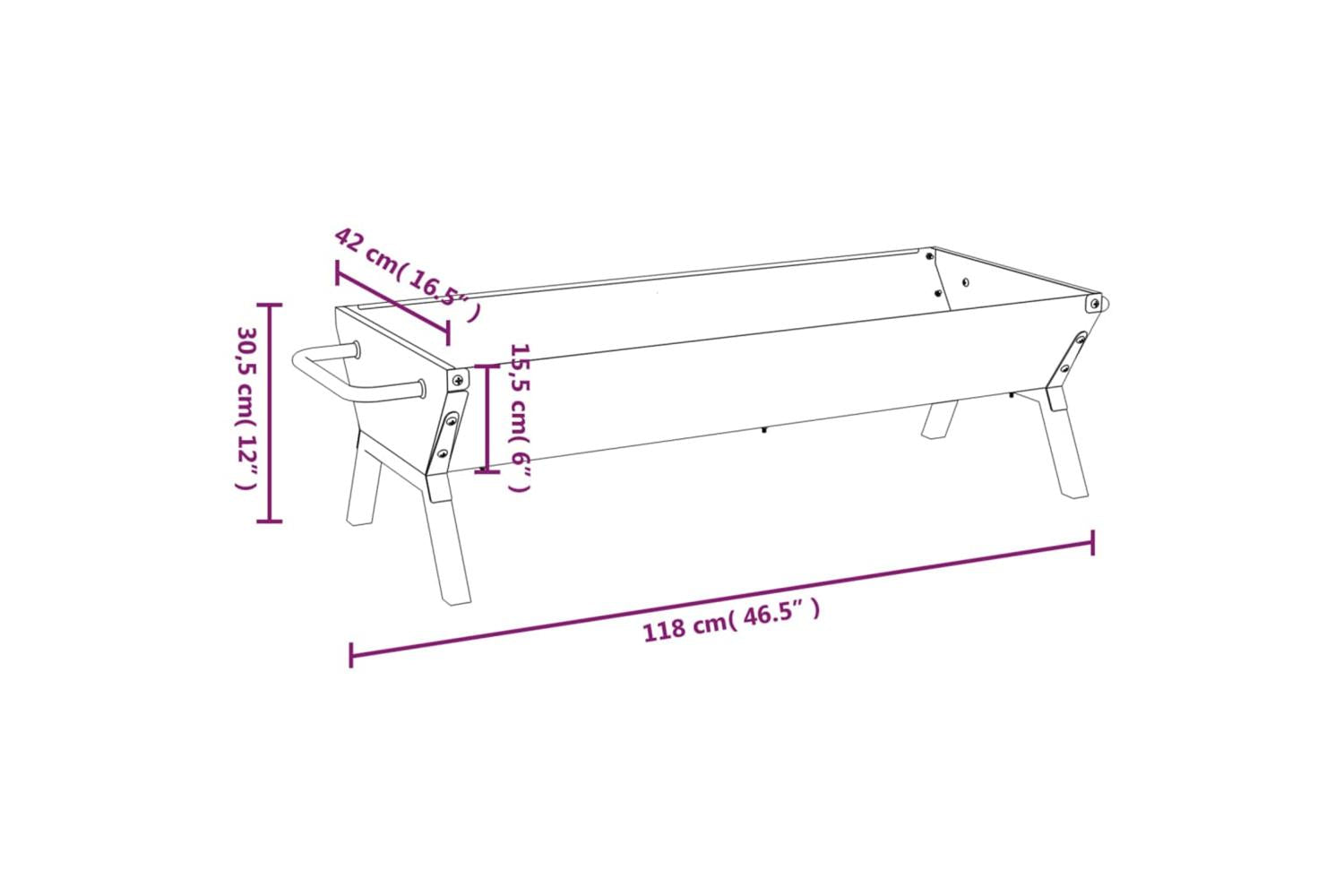 vidaXL 319969 Bbq Tray Silver 118x42x30.5cm Stainless Steel-7