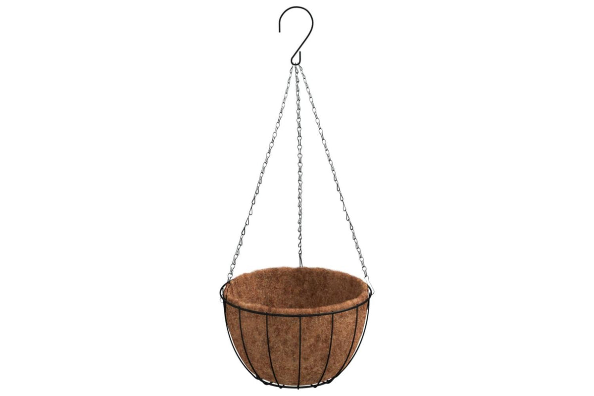 vidaXL 319358 Hanging Planters 4 Pcs With Coco Liners Black ÃƒÂƒÃ‚Â˜ 35x52cm Steel-3