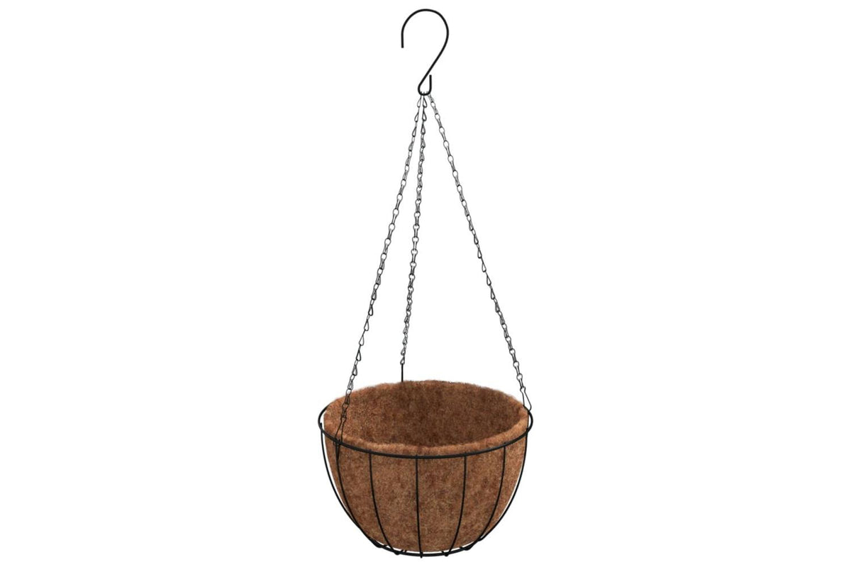 vidaXL 319358 Hanging Planters 4 Pcs With Coco Liners Black ÃƒÂƒÃ‚Â˜ 35x52cm Steel-4