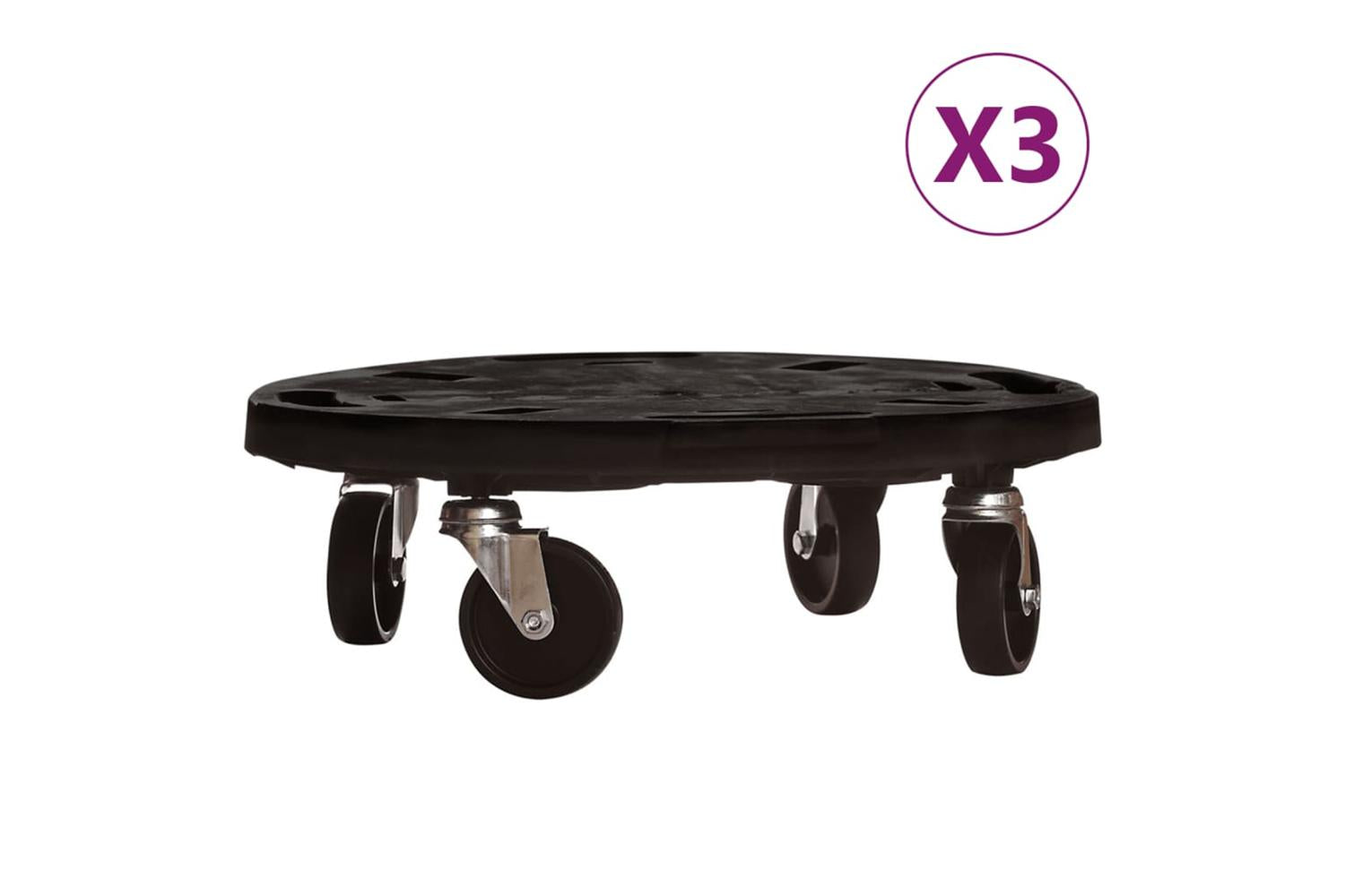 Vidaxl Plant Trolleys With Wheels 3 Pcs Diameter 40 Cm Black 275 Kg-2