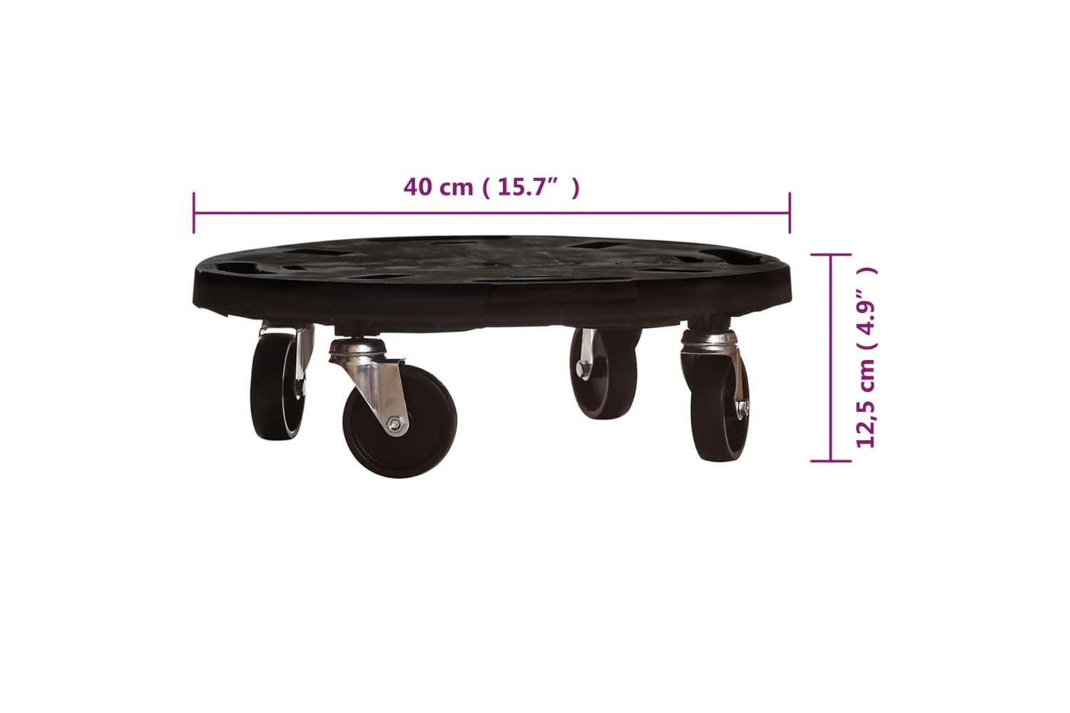 Vidaxl Plant Trolleys With Wheels 3 Pcs Diameter 40 Cm Black 275 Kg-8