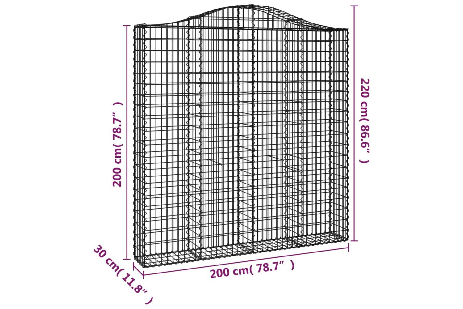 vidaXL 153390 Arched Gabion Basket 200x30x200/220cm Galvanised Iron-5