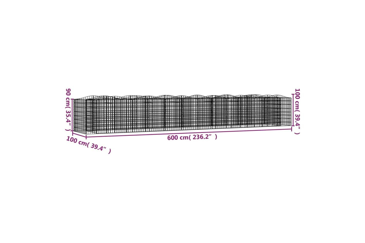 vidaXL 153556 Arched Gabion Raised Bed 600x100x100cm Galvanised Iron-5
