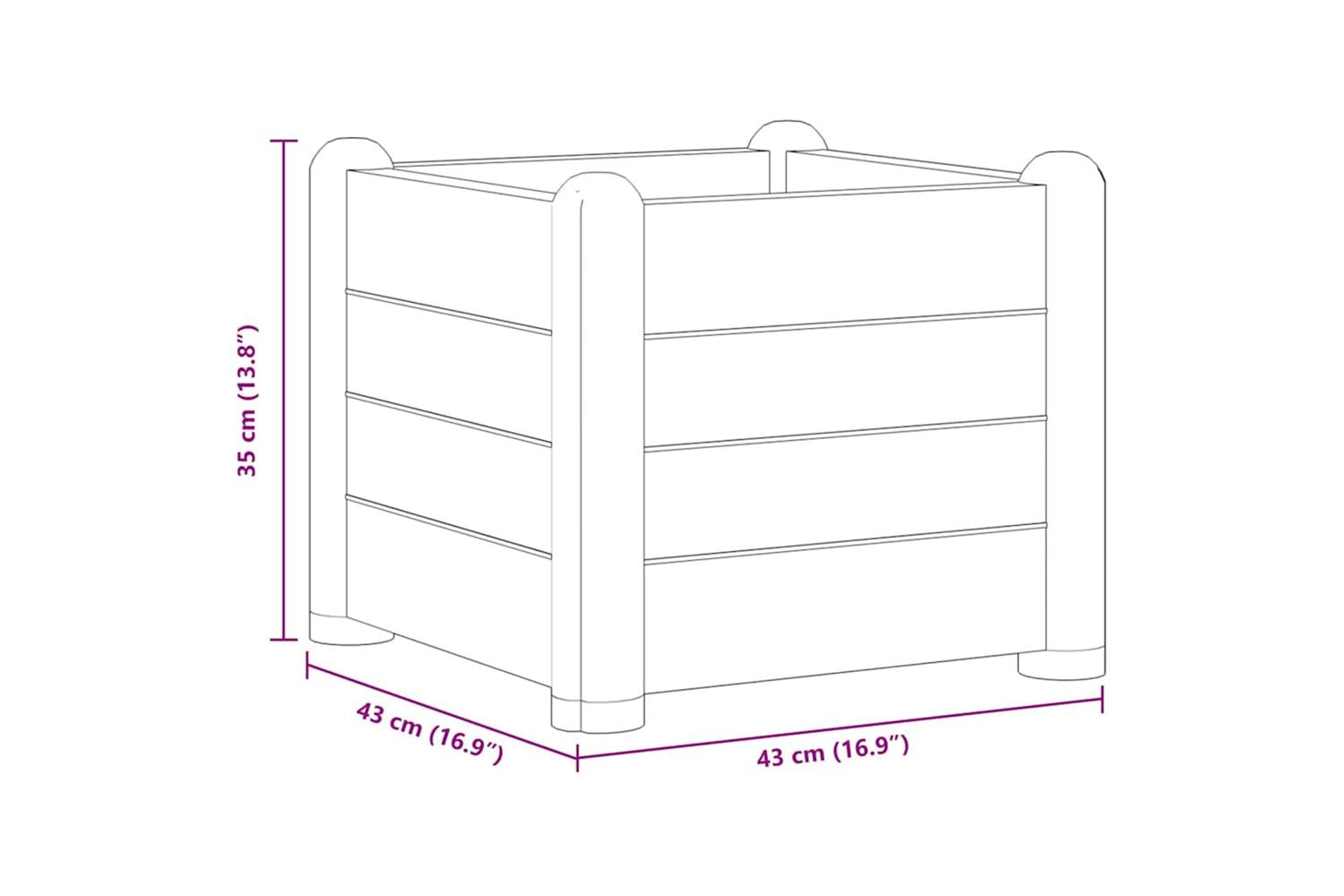 vidaXL 313971 Garden Raised Bed Pp White 43x43x35cm-5