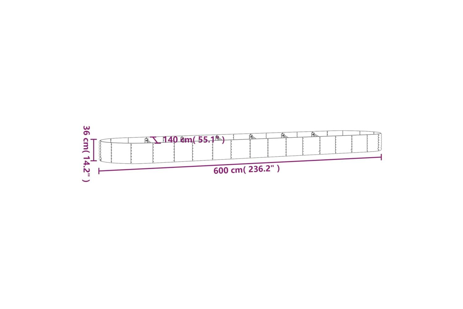 vidaXL 319049 Garden Raised Bed Powder-coated Steel 600x140x36cm Grey-6