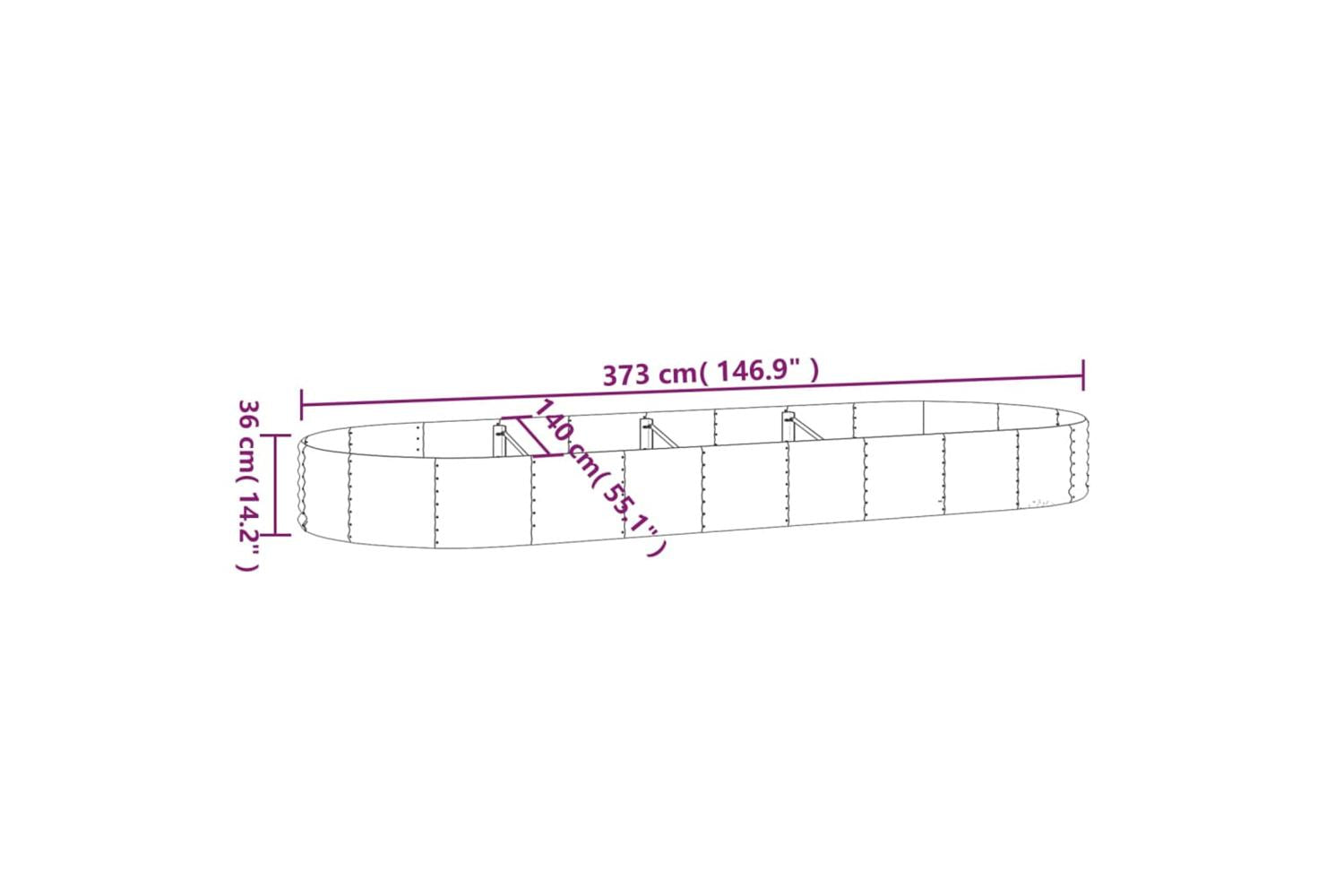 vidaXL 319036 Garden Raised Bed Powder-coated Steel 373x140x36cm Anthracite-6