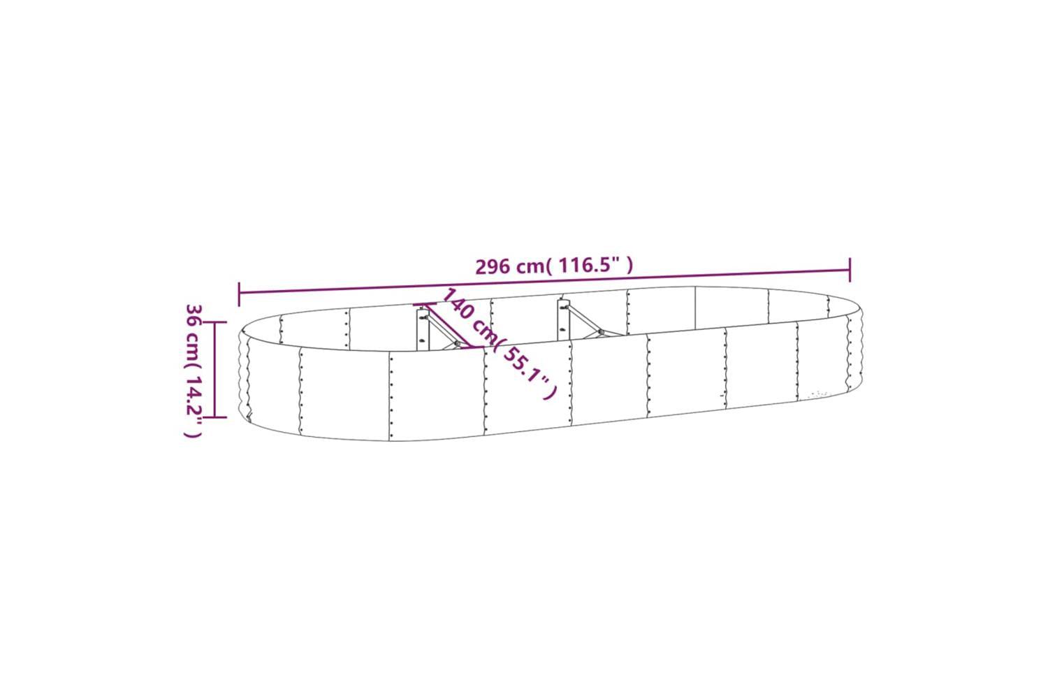 vidaXL 319028 Garden Raised Bed Powder-coated Steel 296x140x36cm Green-6