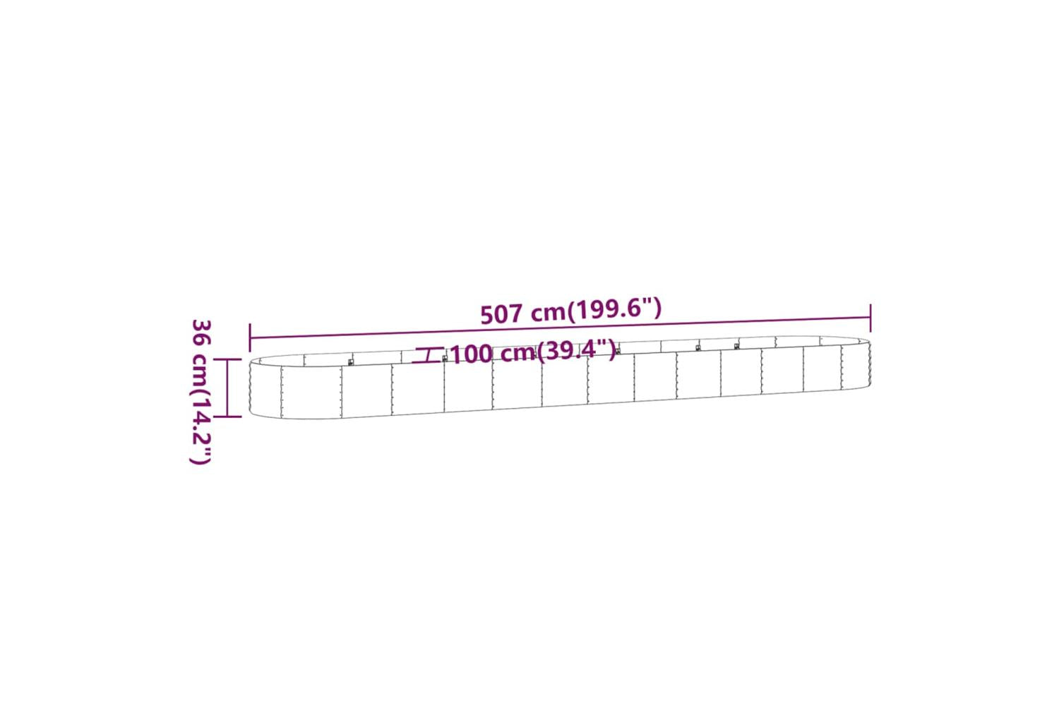 vidaXL 319010 Garden Raised Bed Powder-coated Steel 507x100x36cm Brown-6