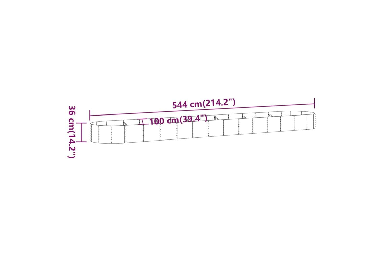 vidaXL 319015 Garden Raised Bed Powder-coated Steel 544x100x36cm Brown-6
