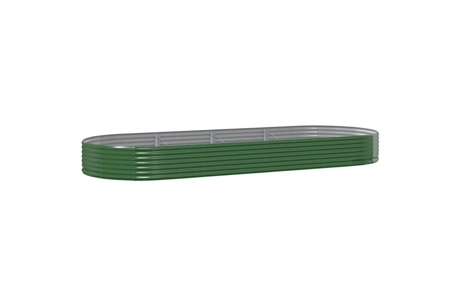 vidaXL 319033 Garden Raised Bed Powder-coated Steel 373x140x36cm Green-2