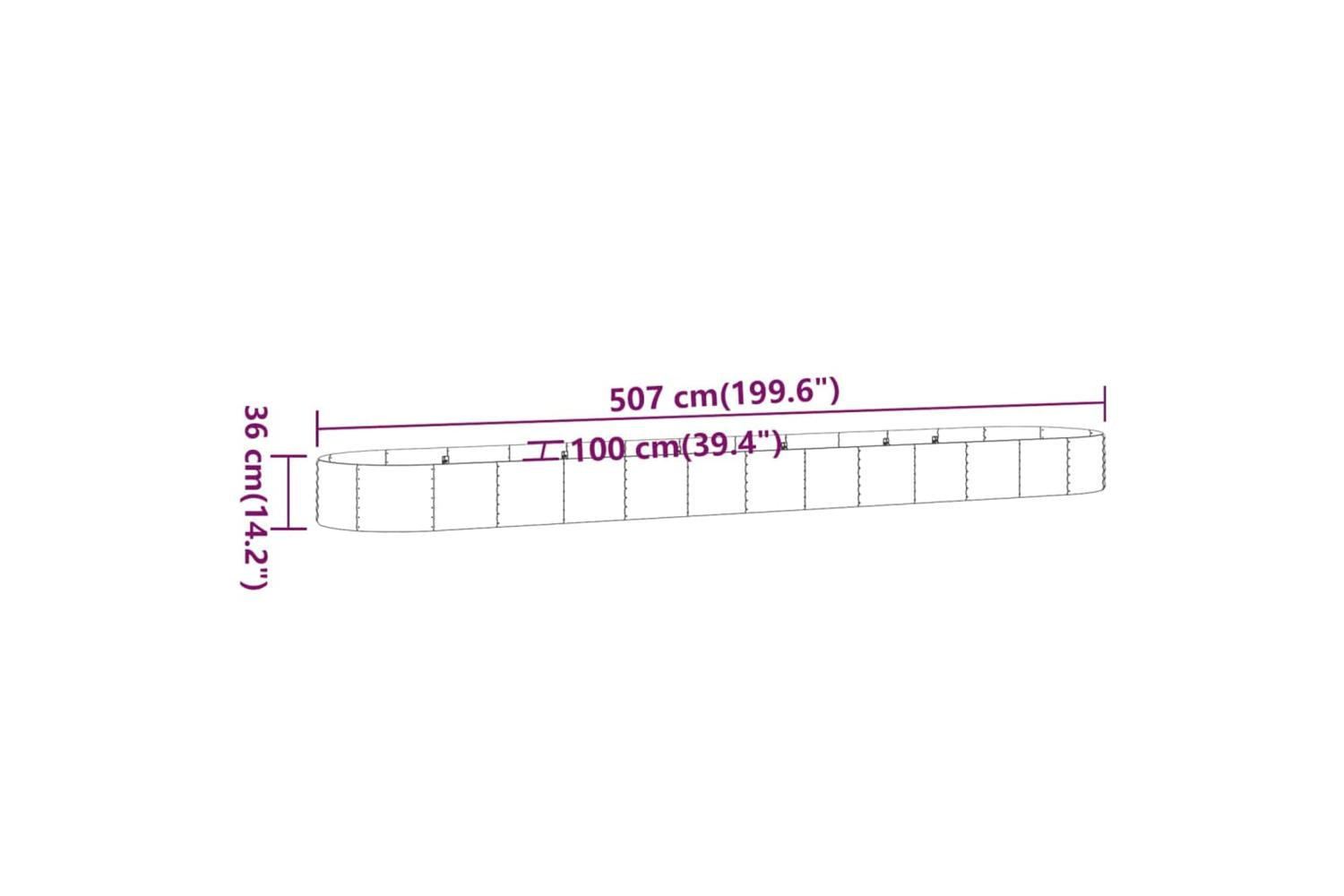 vidaXL 319008 Garden Raised Bed Powder-coated Steel 507x100x36cm Green-6