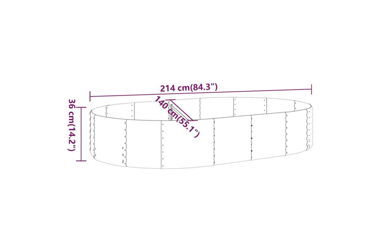 vidaXL 319025 Garden Raised Bed Powder-coated Steel 214x140x36cm Brown-6