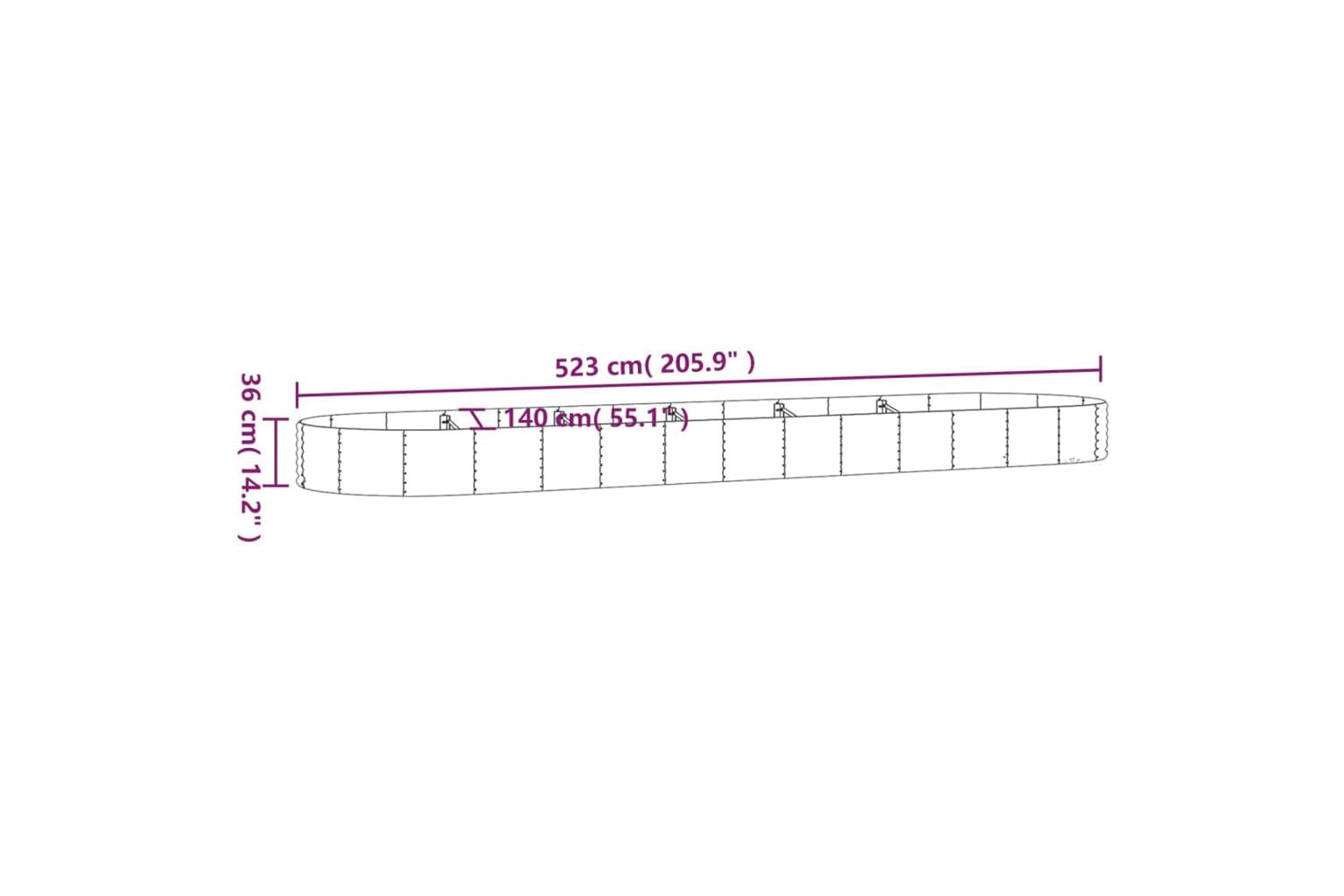 vidaXL 319043 Garden Raised Bed Powder-coated Steel 523x140x36cm Green-6