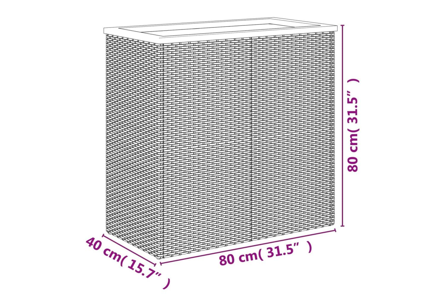 vidaXL 319417 Planter Black 80x40x80cm Poly Rattan-5