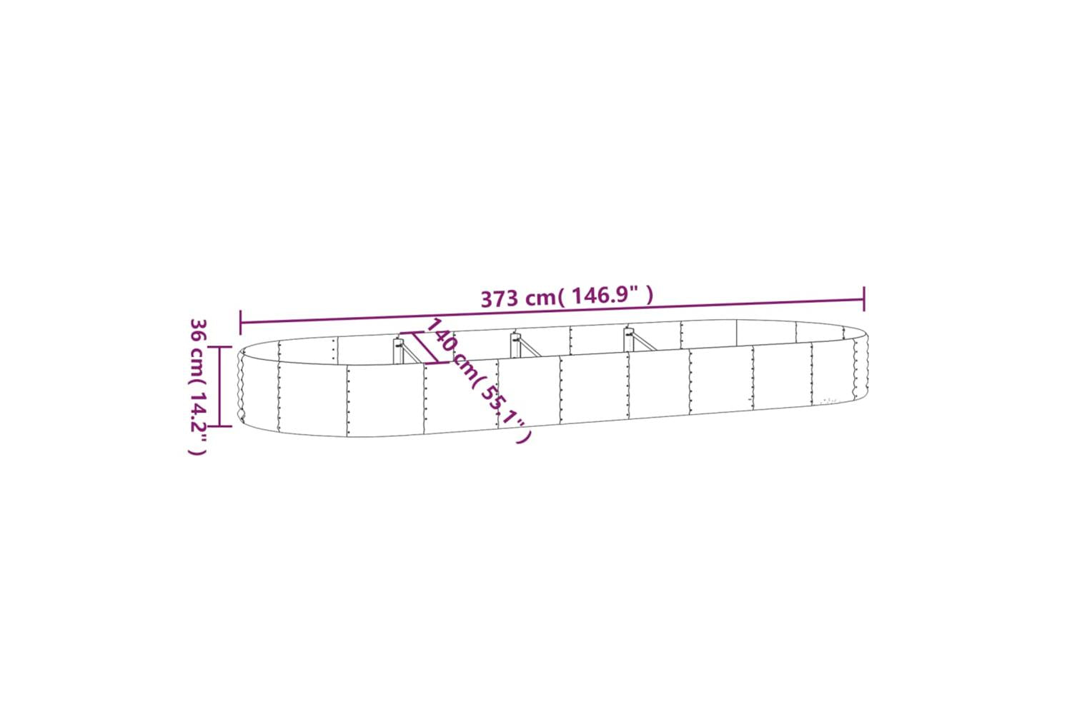 vidaXL 319035 Garden Raised Bed Powder-coated Steel 373x140x36cm Brown-6
