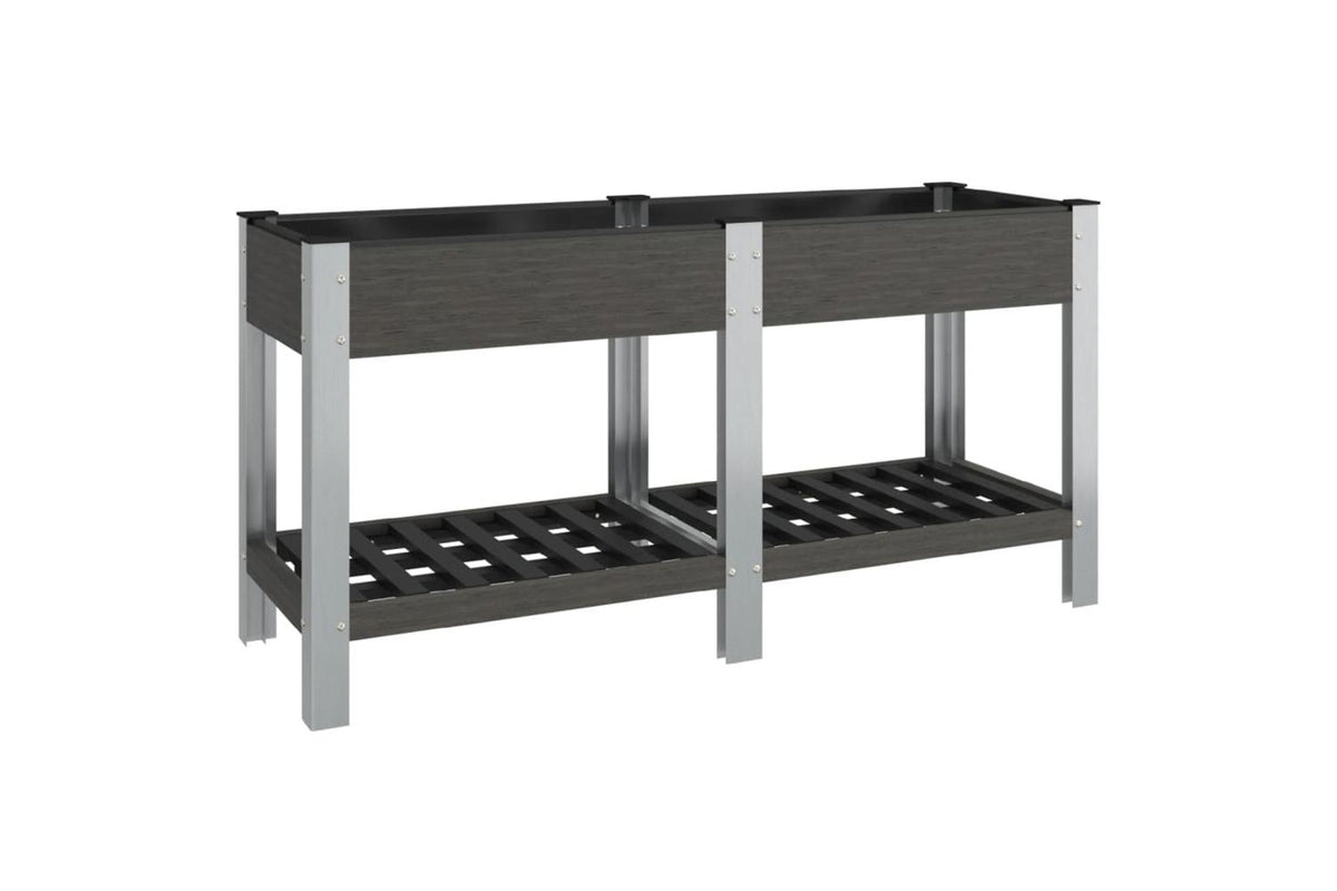 vidaXL 362571 Garden Raised Bed With Shelf Grey 150x50x75cm Wpc