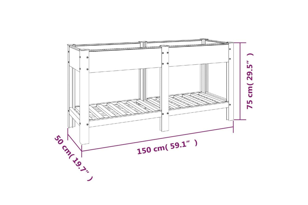 vidaXL 362571 Garden Raised Bed With Shelf Grey 150x50x75cm Wpc-7