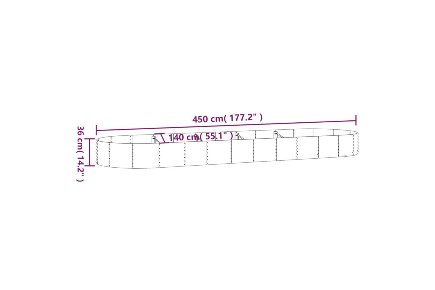 vidaXL 319041 Garden Raised Bed Powder-coated Steel 450x140x36cm Anthracite-6