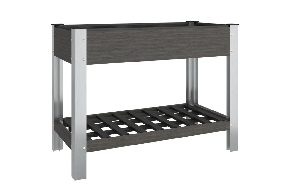 vidaXL 362569 Garden Raised Bed With Shelf Grey 100x50x75cm Wpc