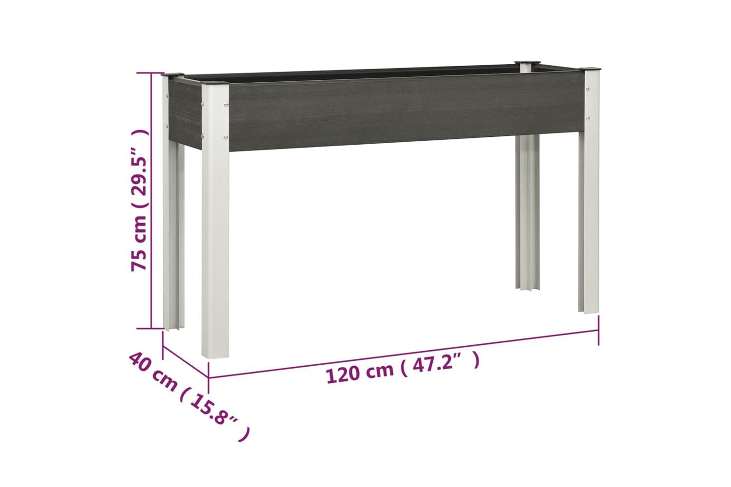 vidaXL 362566 Garden Raised Bed Grey 120x40x75cm Wpc-6