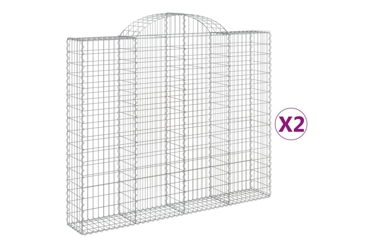 vidaXL 3146173 Arched Gabion Baskets 2 Pcs 200x30x160/180cm Galvanised Iron