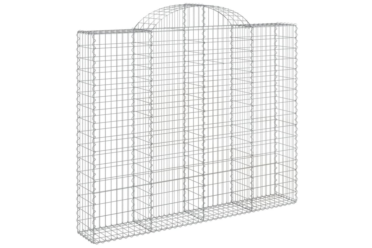 vidaXL 3146173 Arched Gabion Baskets 2 Pcs 200x30x160/180cm Galvanised Iron-3