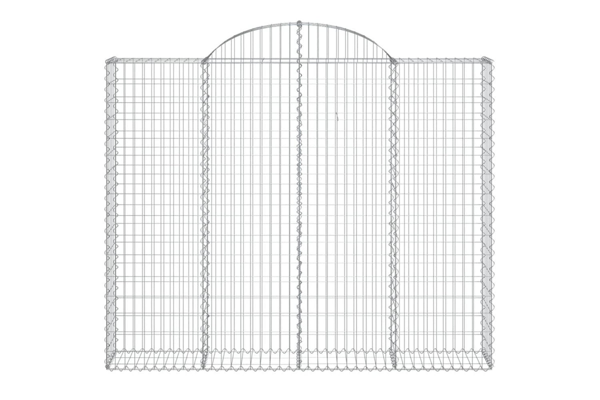 vidaXL 3146173 Arched Gabion Baskets 2 Pcs 200x30x160/180cm Galvanised Iron-4