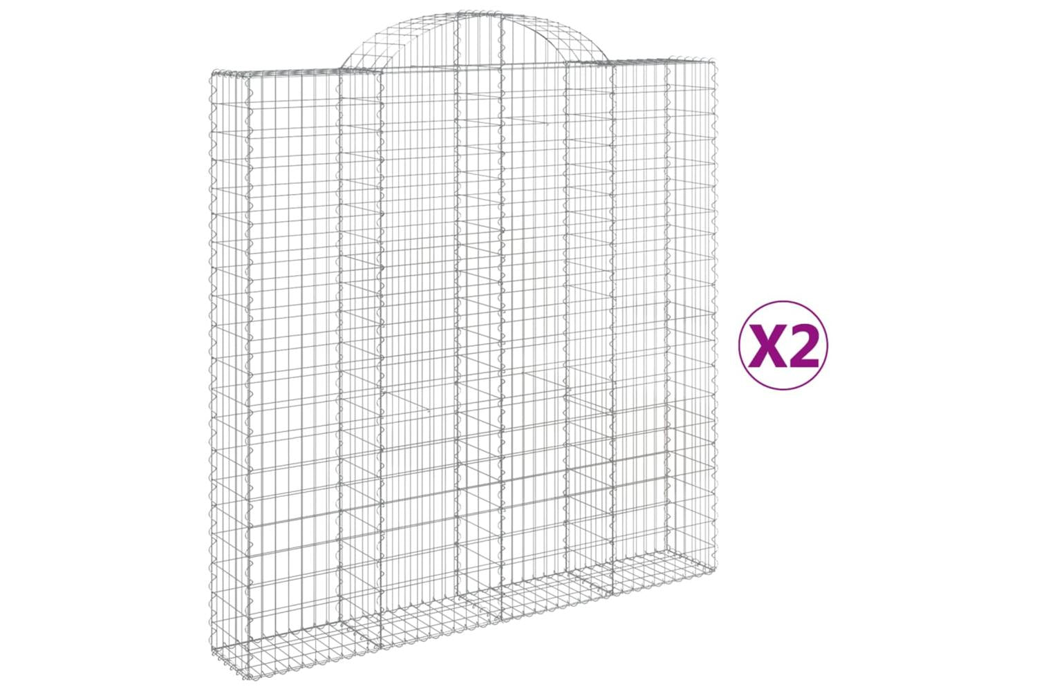 vidaXL 3146215 Arched Gabion Baskets 2 Pcs 200x30x200/220cm Galvanised Iron-2