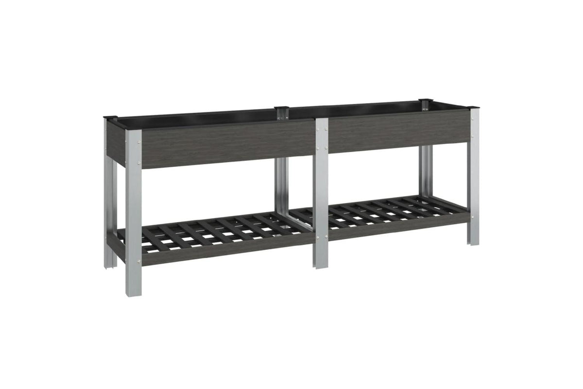 vidaXL 362573 Garden Raised Bed With Shelf Grey 200x50x75cm Wpc-2