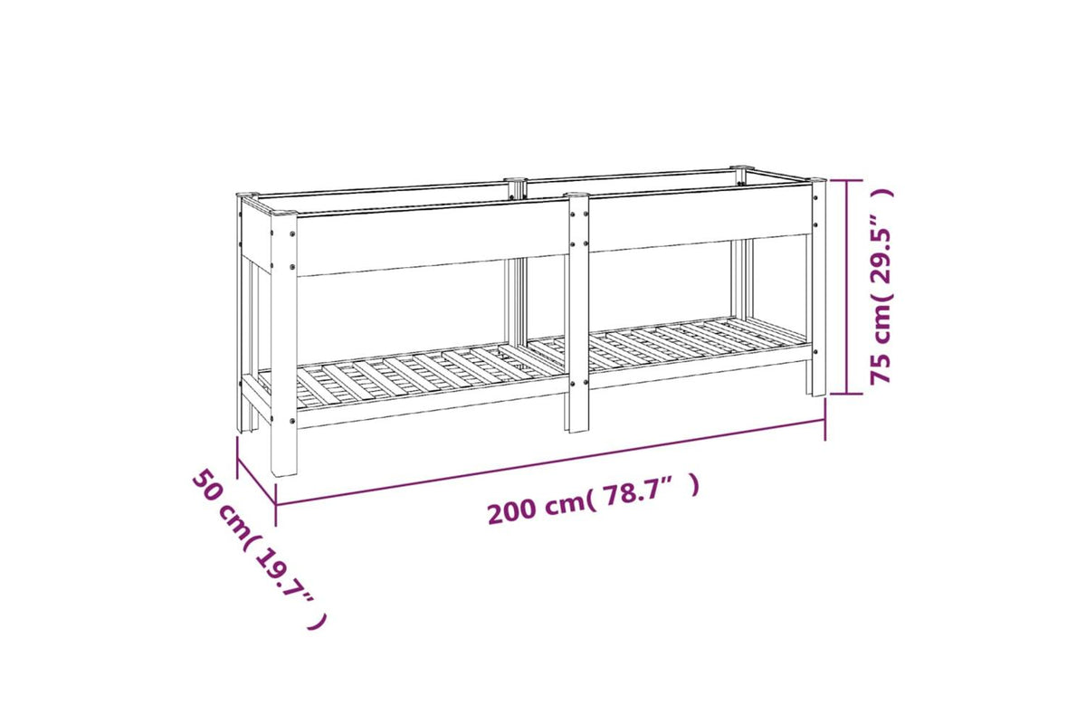vidaXL 362573 Garden Raised Bed With Shelf Grey 200x50x75cm Wpc-7