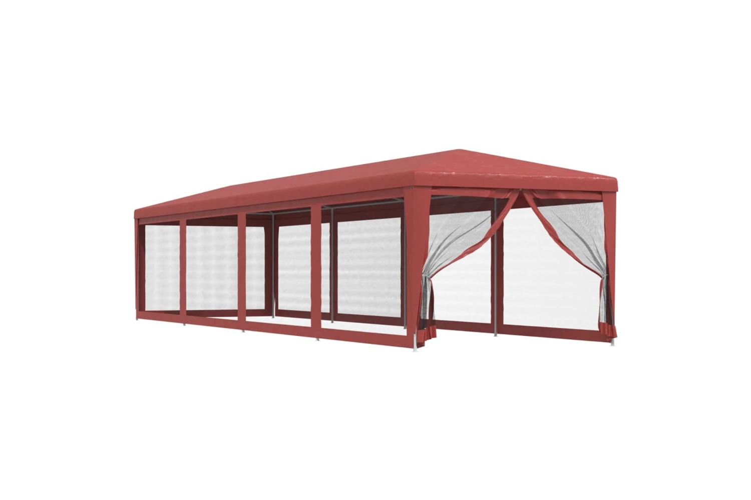 Vidaxl 319250 Party Tent With 10 Mesh Sidewalls Red 3x12 M Hdpe