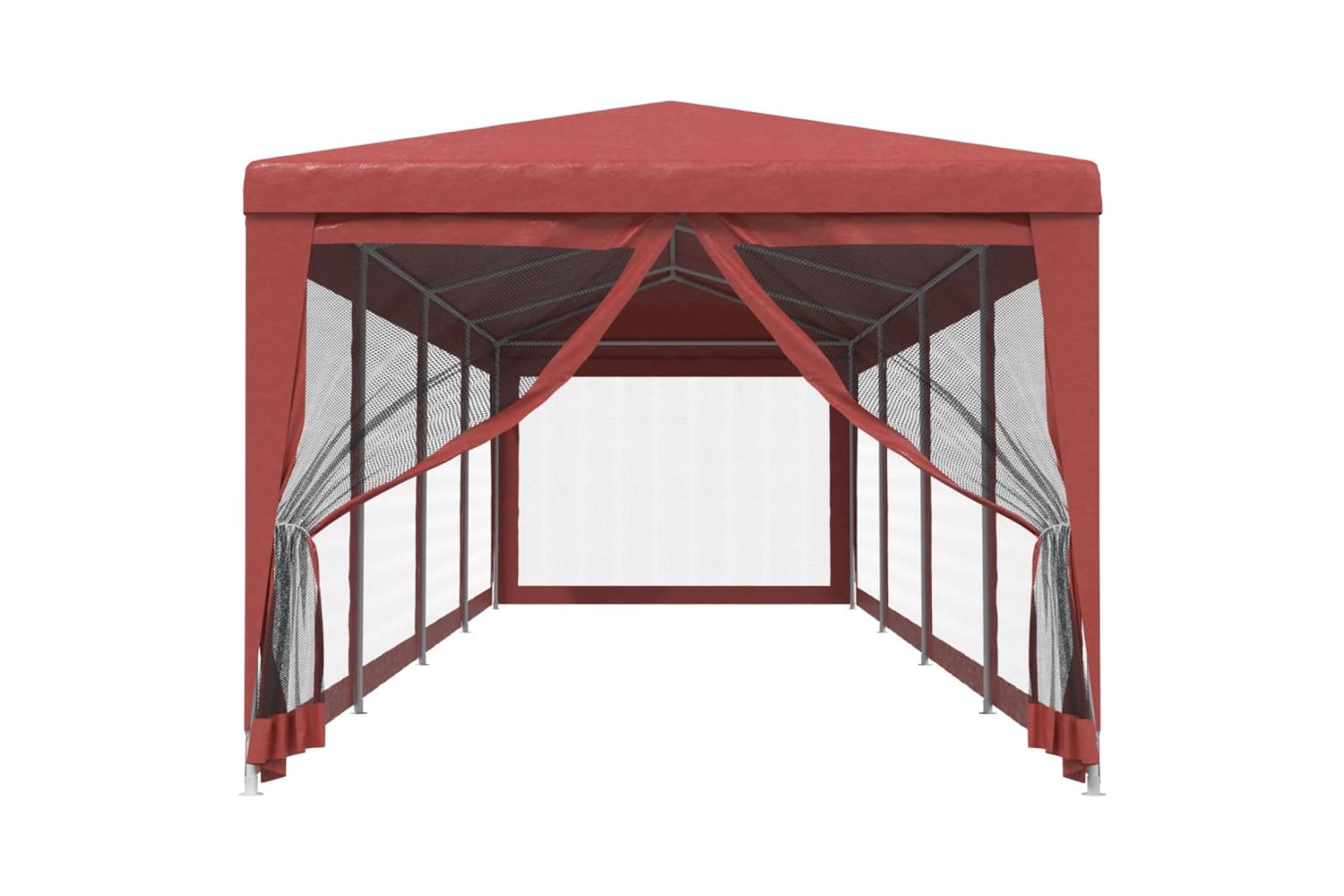 Vidaxl 319250 Party Tent With 10 Mesh Sidewalls Red 3x12 M Hdpe-3