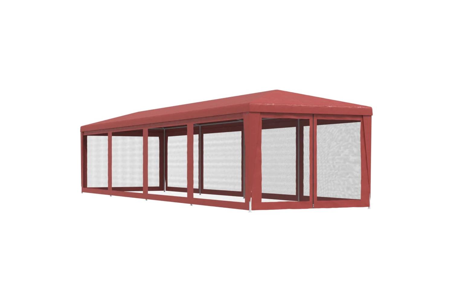 Vidaxl 319250 Party Tent With 10 Mesh Sidewalls Red 3x12 M Hdpe-5